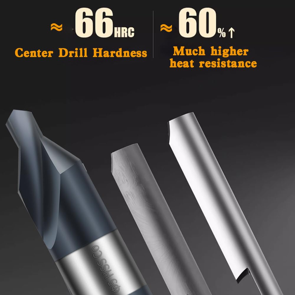 TiAlN CoatingCobalt HSS.Co - Juego de brocas de centrado para acero inoxidable, acero al carbono, acero de aleación, hierro fundido, cobre, otros metales duros, métrico 1-5 mm (5 piezas)