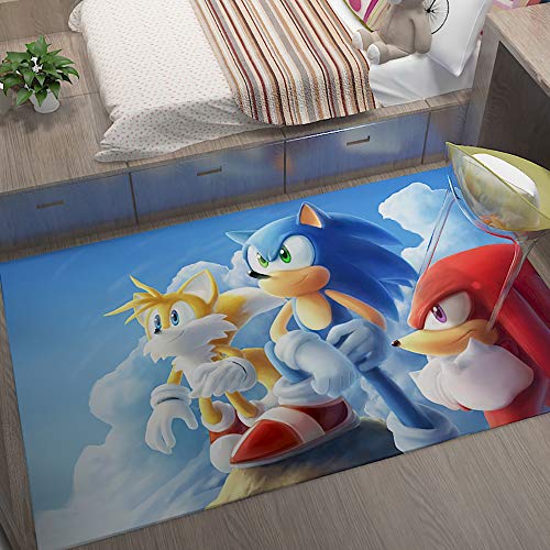 GOOCO Alfombra Home Room Wild Floor Decoration Floor Mat Rectangular Anime Cartoon Sonic Game Mat Habitación De Los Niños Sala De Estar Dormitorio Cover