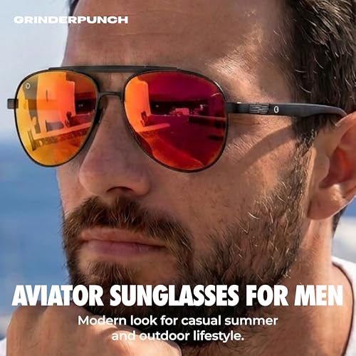 Image of grinderPUNCH Polarized Aviator Sunglasses Men Women Retro Vintage Square Pilot Sun Glasses UV400 Protection