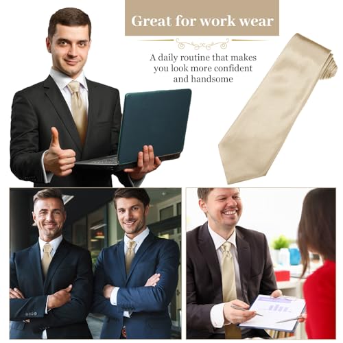 Image of Syhood 6 /12 /24 Pcs Men Ties Set Solid Satin Pure Color Business Formal Necktie Tie 57 inch for Men Occasion Wedding
