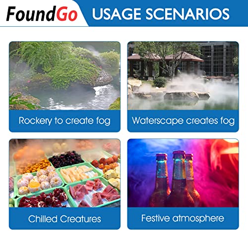 Foundgo Ultrasonic Fog Maker Fogger Machine Air Humidifier Mist Maker For Water Fountain Pond With Buoy/350W Power Adapter/10 Replacement Discs (10 Heads) #TOP4