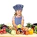 CRJHNS Kids Apron and Chef Hat Set, Adjustable Cotton Child Aprons with 2 Pockets Cute Girls Boys Kitchen Bib Aprons for Cooking Baking Painting