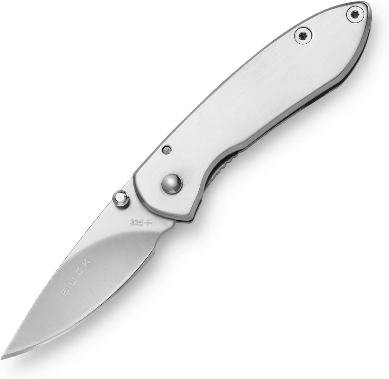 Buck Knives 325 Colleague Folding EDC Knife, 1-7/8” Pocket Knife Blade, Stainless Steel Handle, 420HC Steel Drop Point Folding Blade, Silver, 1.3 oz