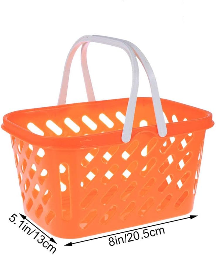 NUOBESTY Grocery Toy, Pretend Shopping Basket with Handle Toys Organizer Basket for Pretend Play 2pcs, Orange, 24.5X16.5CM - Image 3