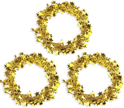 3 Stück Weihnachten Stern Lametta Glitzer, Kleine Sterne Girlande...