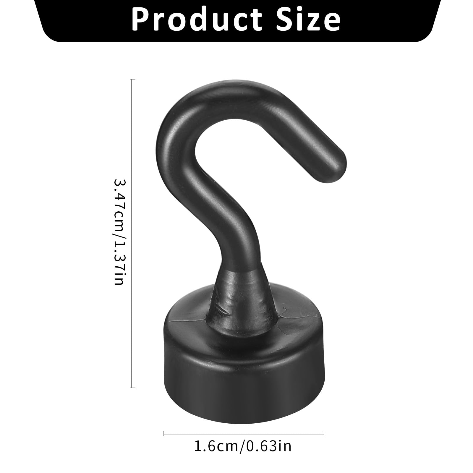 Wanmu 12Pcs Magnetic Hooks, Mini Magnetic Hooks Cruise for Hanging, Black Small Magnet Cute Hook for Refrigerator, Tiny Cruise Hooks for Classroom, Office, Kitchen, Cruise Cabin - Image 2