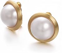 Vista 11 de Yoursfs Clip on Earrings for Women Round Faux Pearl Earrings Clipon 18K Gold Plated Non Pierced Earring Jewelry Marfil