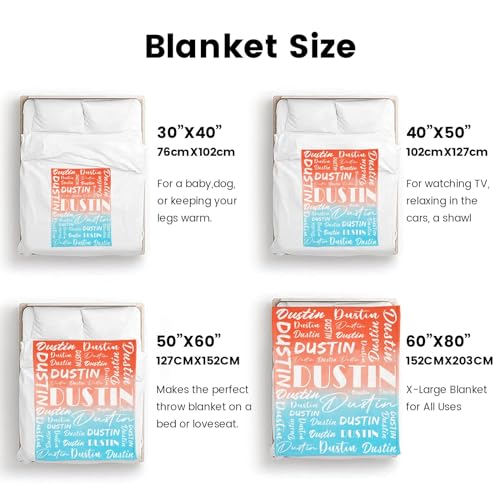 Name Blanket Personalized Name Blanket Customized Blanket with Name Text for Adult Kid Birthday Christmas Mothers Fathers Valentines Day Gift
