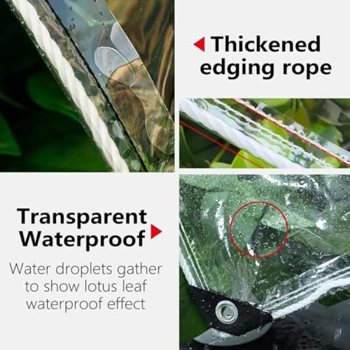 Bâche transparente robuste contre la pluie et le vent avec œillets de fixation extérieurs