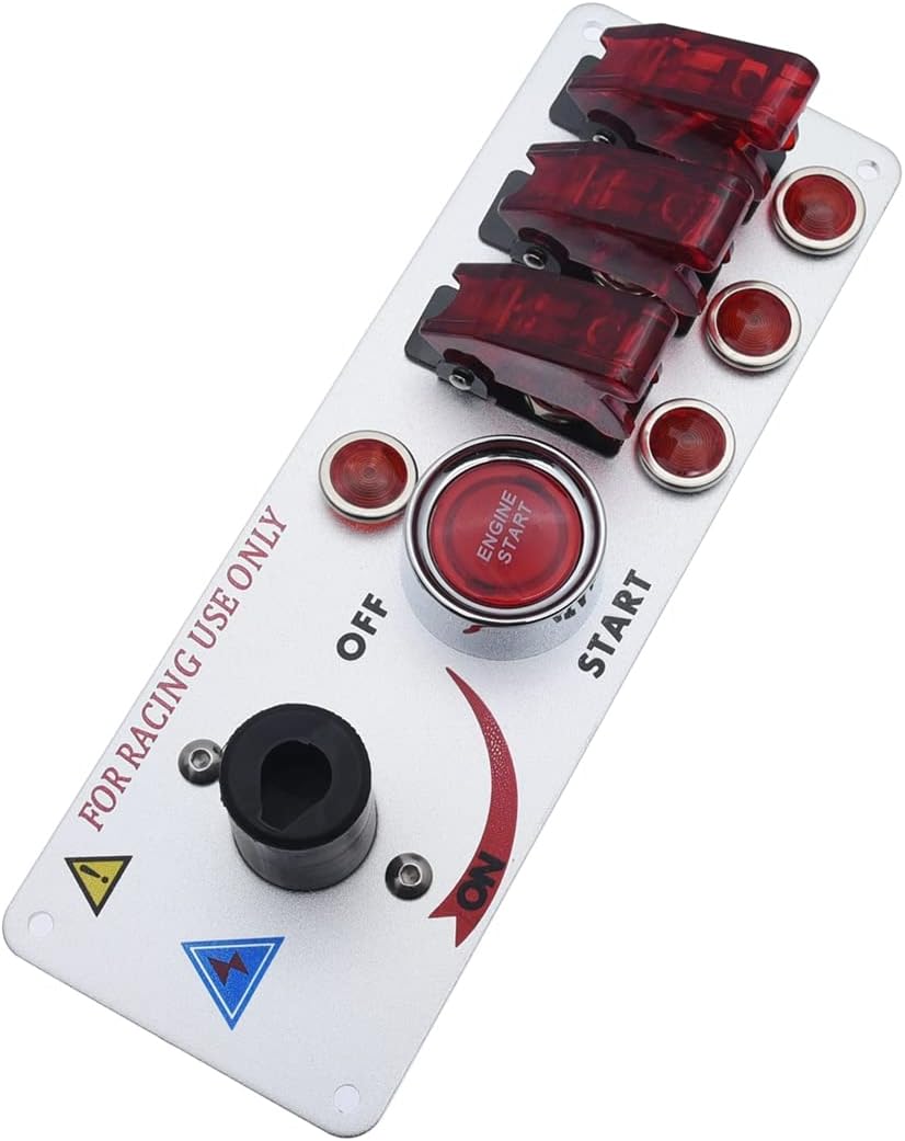 ITYAGUY 12V Ignition Switch Panel Car Engine Start Push Button LED Toggle Panel for Racing Car Switch Panel Black