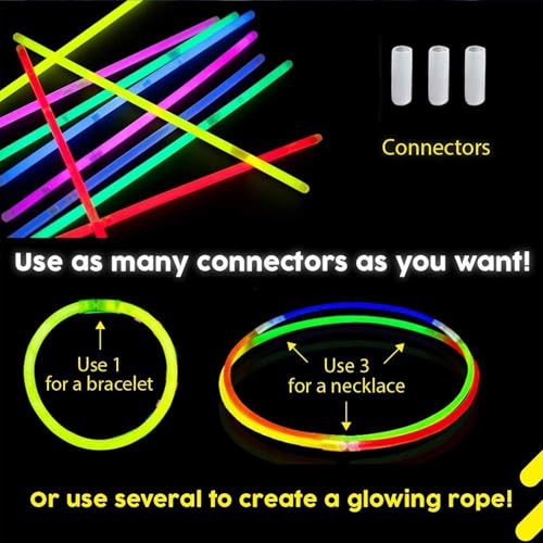 Image of Crackles Pipe Glow in The Dark Party Favors Glow Stick Light Up Pop Tubes Happy Birthday Decoration for Girls Boys (Glow Sticks)- (Pack of 50) Multicolors