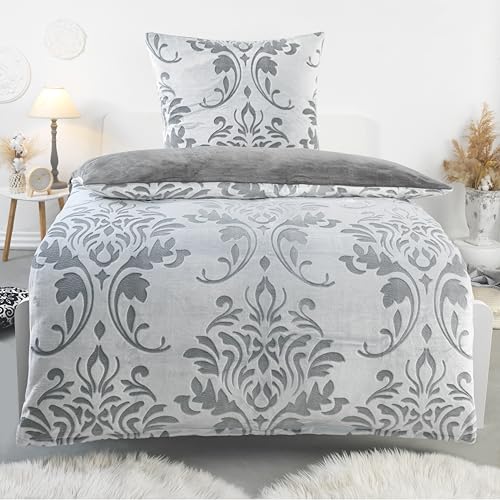 BaSaTex Kuschelige Winter Plüsch Bettwäsche Set 135x200 cm + 80x80 cm -...