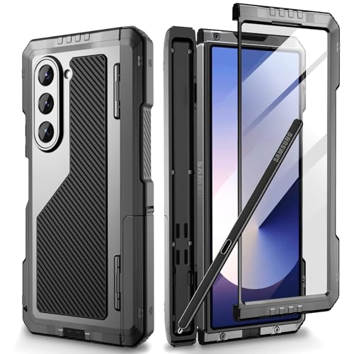 Beeasy Funda para Samsung Galaxy Z Fold 6, Soporte Kickstand Carcasa con Ranura para S Pen y Frente Protector, Todo Incluido con Protección de Pantalla y Lente Funda para Samsung Z Fold 6, Negro