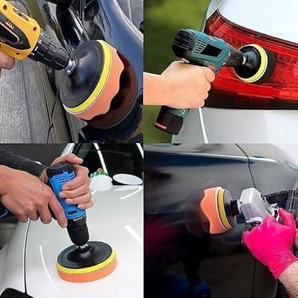Image of 11 PCS Car Polishing & Buffing Pads Kit 3-Inch Drill Attachment Polisher Set | Sponge Foam & Wool Pads for Car Waxing, Buffing, Scratch Removal Polish Pad Kit for Drill Machine with Towel