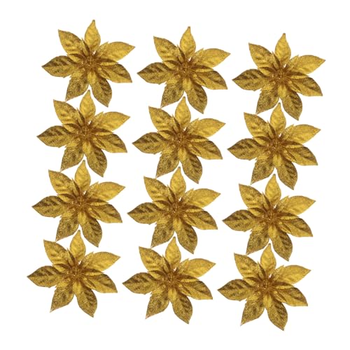 Poinsettia de Noël artificiel doré pour illuminer votre décoration de table et de sapin festif