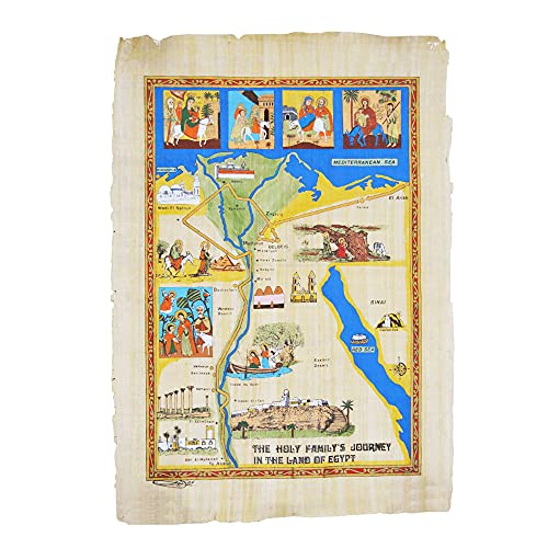 Papyrus de la Sainte Famille peint à la main au Caire, oeuvre d'art égyptienne 60x90 cm