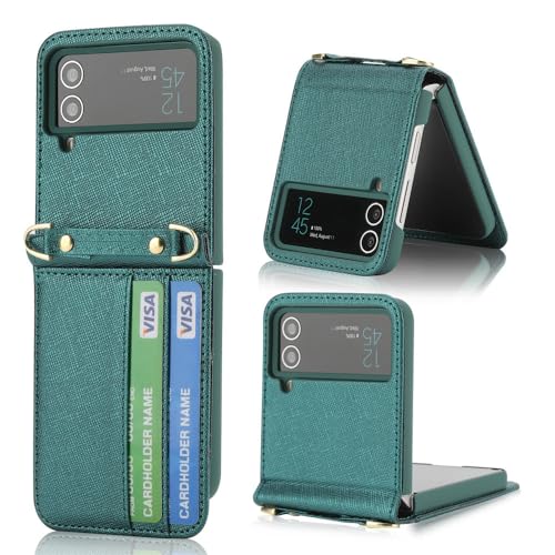 Housse en cuir Galaxy Z Flip 4 élégante de couleur verte avec finition premium