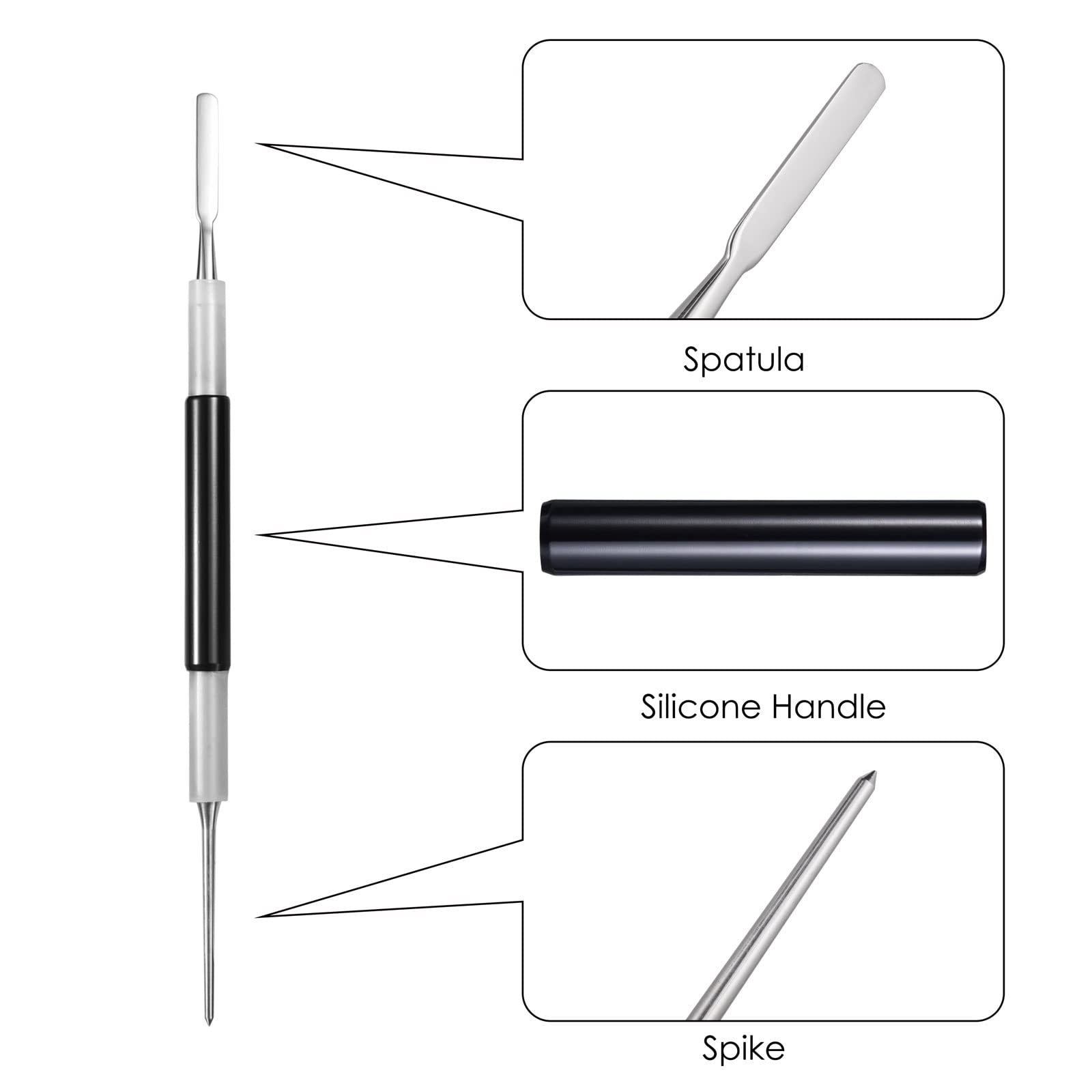 SANTOW Lot de 3 outils pour latte art, cappuccino et expresso, expresso, cuillère et lance, spatule, pointe, bouton et crochet
