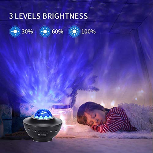 Projektor Bluetooth lampka nocna odtwarzacz muzyczny gwiaździste niebo lampka nocna LED projektor lampka nocna prezent świąteczny biały