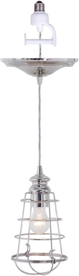 Worth Home Products Instant Screw in Pendant Light with Wire Cage Shade Transitional Recessed Light Conversion Kit for E26 Recessed Mounted Cans Ceiling Light Fixtures