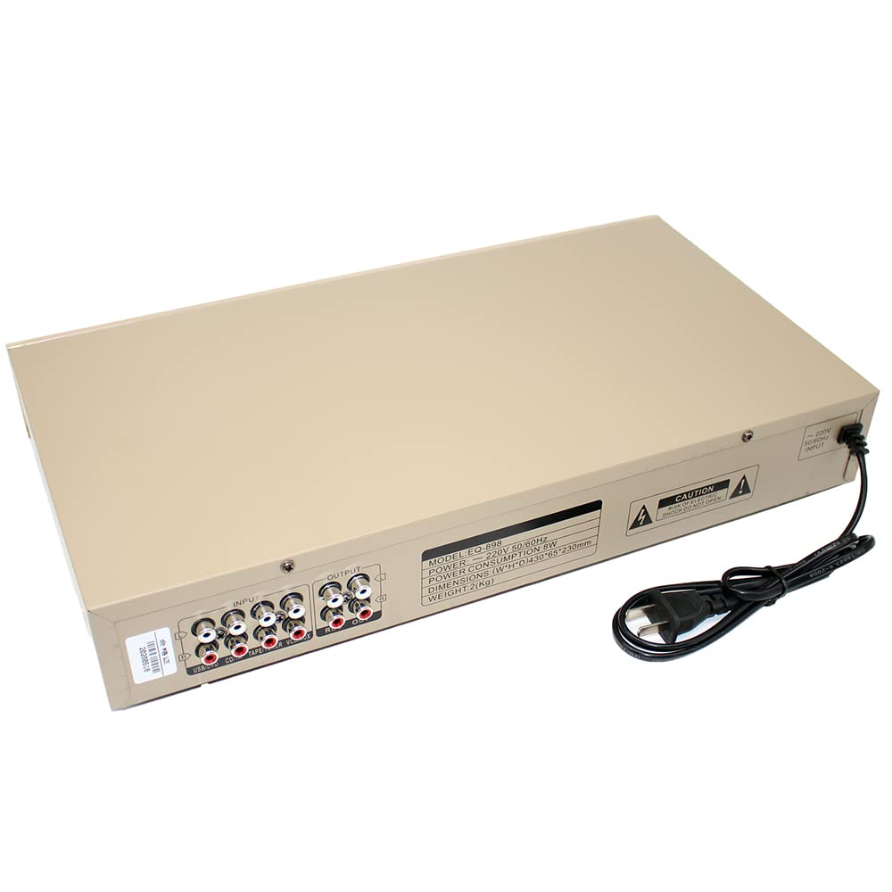220V EQ665 Hifi Equalizzatore Domestico, Doppio Regolatore Stereo a 10 Bande Per Alti E Bassi Con Bluetooth Incorporato (Oro)