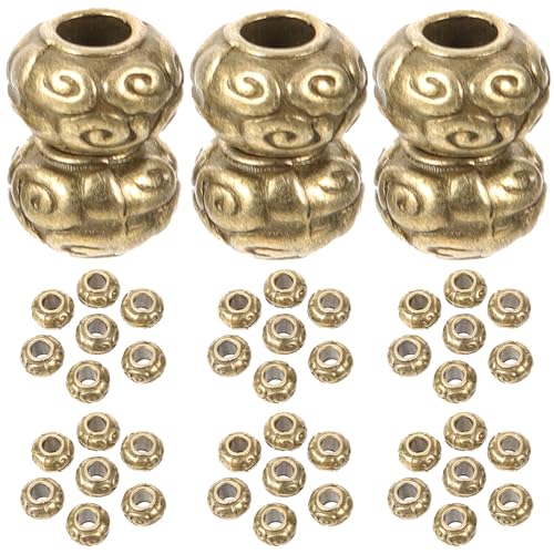 SHINEOFI 50 Pcs accesorios de joyería pulsera de cuentas perlas minerales cierres de joyería colgante brazalete cuentas espaciadoras con agujeros grandes perlas de joyería Aleación de zinc