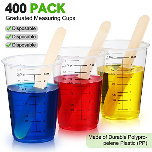200 Count Disposable Measuring Cups For Resin 8 Oz Clear Plastic Epoxy Cups Reusable Multipurpose Stain Paint Liquid Mixing Cups For Cooking And Baking Supplies #TOP3