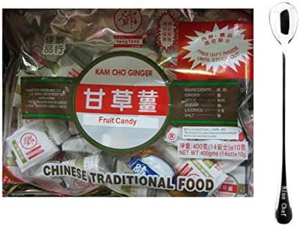 Tang Hoi Moon Kee Preserved Ginger (Kam Cho Ginger) (Gan Cao Jiang) ( 3 Pack) + One NineChef Spoon