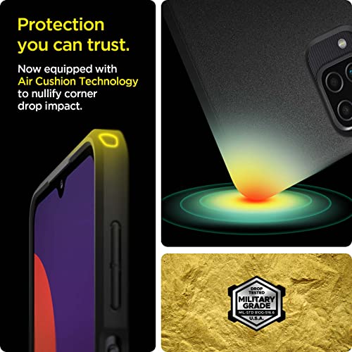 Image of Spigen Essential Sand Blast | Samsung Galaxy M12 /F12 /A12 Case [Air Cushion Protection] [Flexible] Galaxy M12 /F12 /A12 Back Cover | TPU - Matte Black