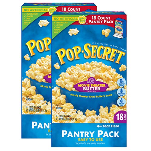 Image of Pop Secret Microwave Popcorn, Movie Theater Butter Flavor, 2 Boxes, 18 Bags Each,3 Ounce (Pack of 36)