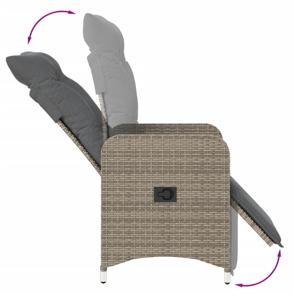 vidaXL Sedie da Giardino Reclinabili 2 pz con Tavolo in Polyrattan, Sedia reclinabile da Giardino, Poltrona da Giardino, Poltrona reclinabile