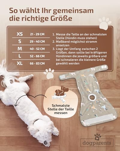 Hundewindeln für Hündinnen, Rüden & Katzen [3 Windeln für Hunde 4-lagiger Kern] Waschbare Läufigkeitshose für Hündinnen [Hundehöschen Läufigkeit & Inkontinenz] (Rosa | Pink | Beige, S, 3, stück)