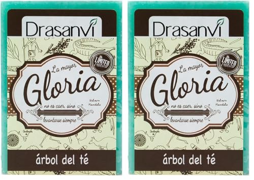 DRASANVI Jabón Natural de Árbol de Té, Manos, Cuerpo y Cara Para una limpieza profunda y eficaz |Propiedades bactericidas fungicidas Ideal para pieles con exceso de grasa 100 gr (Paquete de 2)