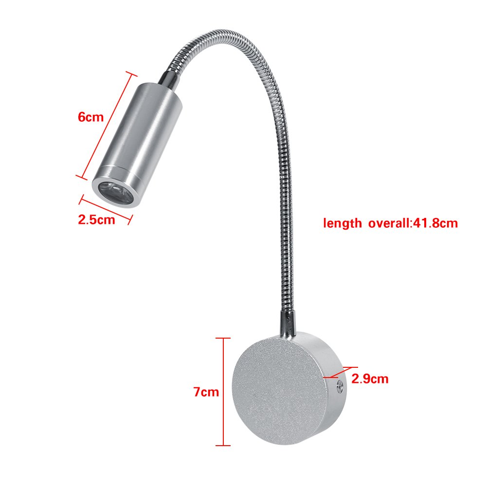 Tnfeeon 3W LED Wandlampe für Bett, warmweiß 3500K, ohne Schalter, für Leseecke im Schlafzimmer, 85-265V
