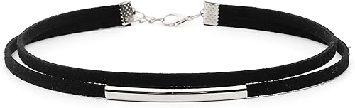 Vista 6 de Fesciory Collares negros para mujer, collar de encaje de terciopelo ajustable en capas, regalo de joyería gótica.