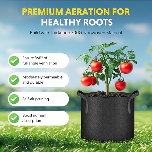 Image of iPower 20 Pack 7 Gallon Grow Bags, Garden Planting Nonwoven Fabric Pots with Reinforced Handle, Heavy Duty and Aeration Planter Pot for Tomato, Fruits, Vegetables and Flowers, 20 Labels Included