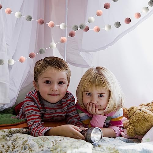 2 Pezzi Ghirlande con Pompon in Feltro Corda per