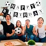 Soccer Happy Birthday Banner Black White, Personalized Letters Name Banner Sign, Birthday Garland Wall Door Banners Flag for Boys Girls Party Backdrop Decorations - Image 3