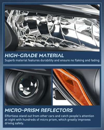 Image of Nilight Headlight Assembly Compatible with 2015 2016 2017 LE SE XLE Toyota Camry Headlamps Replacement Black Housing Amber Reflector Clear Lens Driver and Passenger Side