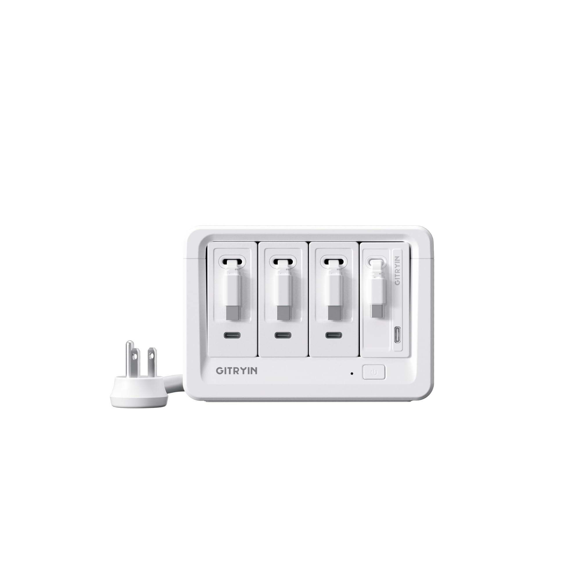 Gitryin 1 65W 3 40W Type-C Retractable Wall Chargers and 8-in-1 Desktop Charging Station