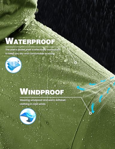 Image of TBMPOY Men's Winter Ski Jacket Waterproof Warm Snow Insulated Coat Fleece Lined Snowboard Hooded Raincoat