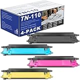 MOLIMER 4 Pack TN110 TN-110 Toner Cartridge Compatible Replacement for TN110BK TN110C TN110M TN110Y Toner HL-4070CDW HL-4040CN HL-4040CDN HL-4040CDW MFC-9440CN MFC-9840CDW Printer (1BK+1C+1M+1Y)