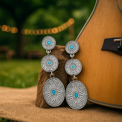 Boucles d'oreilles pendantes western et turquoise pour un style cowgirl - 3