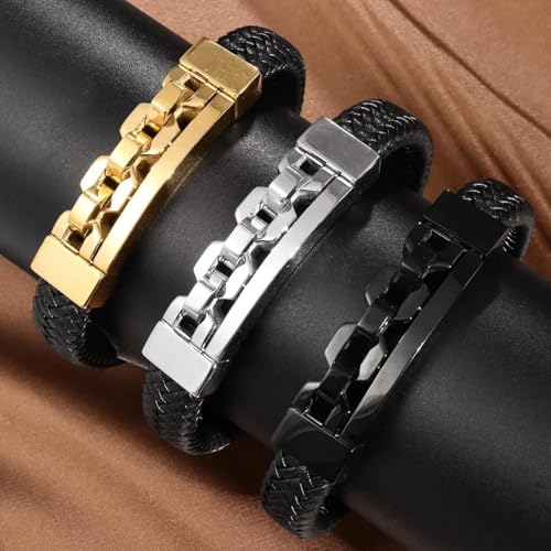 Bracelet homme cuir multi-couche le cadeau bijoux punk idéal