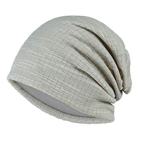 ICSTH Unisex Sleep Hat Soft Cotton Beanie Street Dancer Cap Watch Hat (Wave Pattern Beige s109)