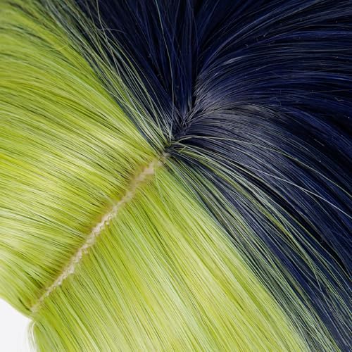 Image of LABEAUTE Jolyne Cujoh Cosplay Wig Blue and Green Long Straight Wigs with Bangs Anime Heat Resistant Hair for Party Halloween Costumes