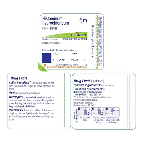 Boiron Histaminum Hydrochloricum 1M Homeopathic Medicine for Allergies - 80 Pellets - image 9