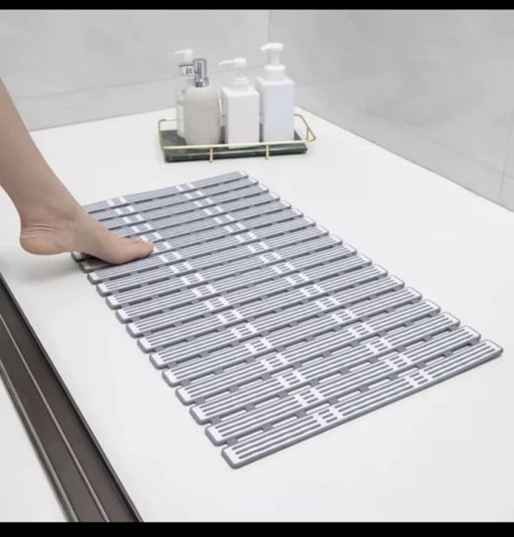 Image of Homecloud Non-Slip Shower Mat for Bathroom & Bathtub - Anti-Skid Mat with Strong Suction Cups, Drainage Holes & Foot Massage Surface-Exfoliating Textured Bath Mat for Adults & Kids |Vent D.Grey