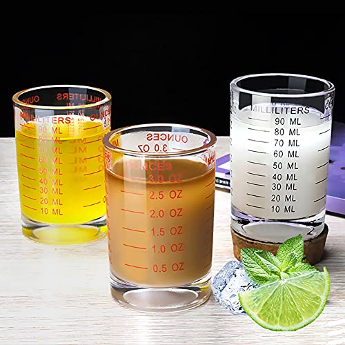 Vaso medidor 90 ml 2 piezas de vidrio grueso miniatura 6
