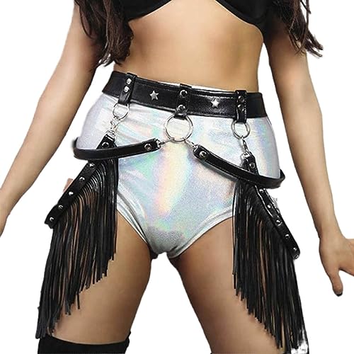 JEWEKY Fringe Belt Cowgirl Leather Accessories Waist Tassel Harness Belts for Women
